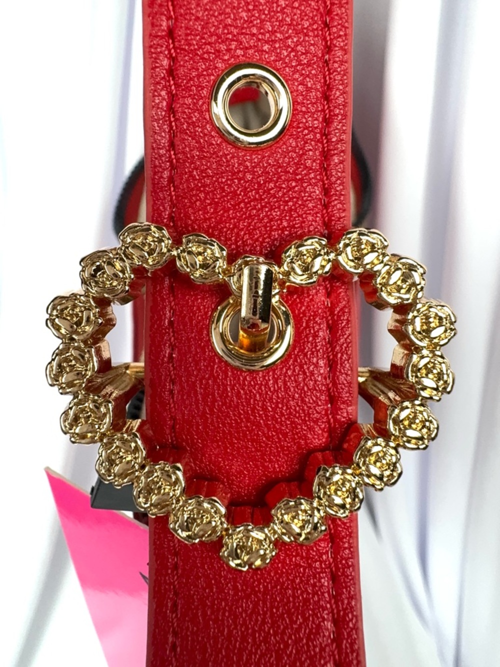 Betsey Johnson “Oh She Bows” Quilted Heart Mini Hobo Bag With Removable Pom-Pom - Picture 11 of 17